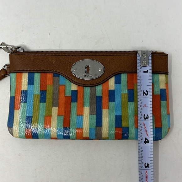 FOSSIL KEY-PER WRISTLET WALLET COATED CANVAS AND LEATHER STRIPE - Picture 11 of 13